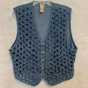 City Blues Vintage Woven Button Down Vest Women's Size L‎
